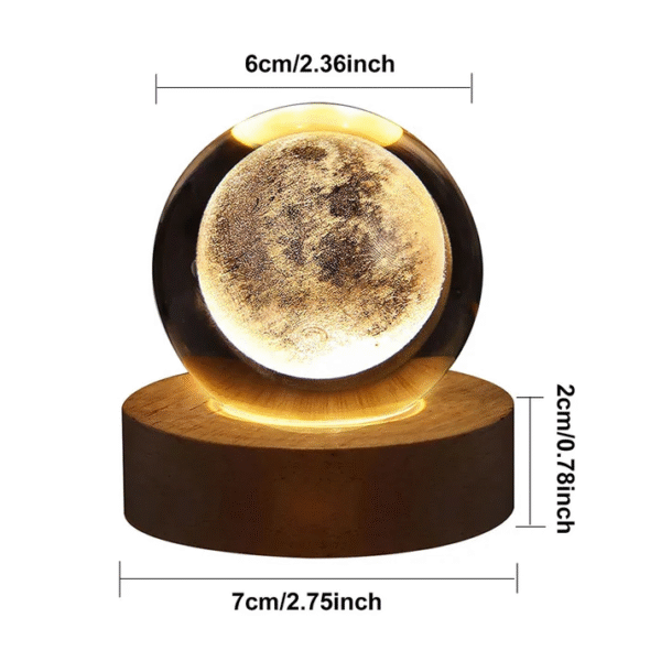 3D Moon Crystal Ball Night Light Glowing Planet Galaxy Table Lamp for Mood Light Bedroom Home Decoration - Image 2