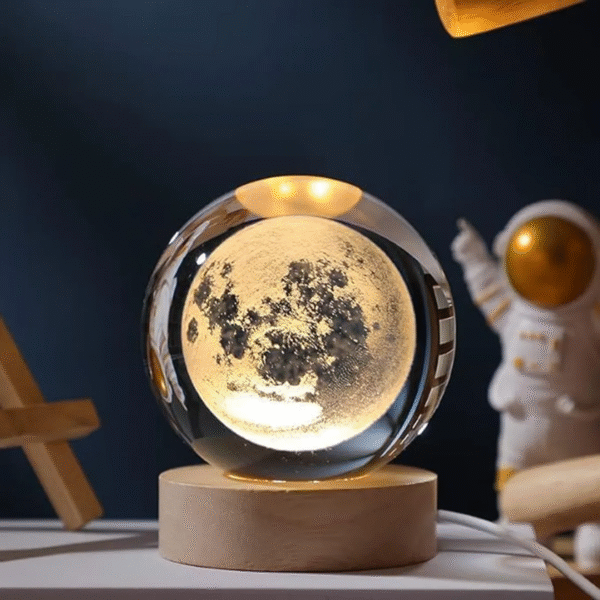 3D Moon Crystal Ball Night Light Glowing Planet Galaxy Table Lamp for Mood Light Bedroom Home Decoration - Image 3
