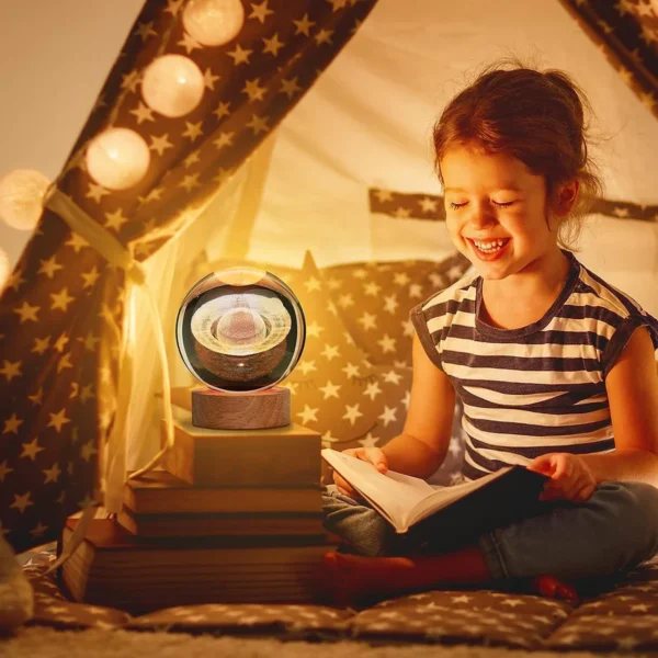 3D Saturn Galaxy Crystal Ball Lamp – LED Color Changing Moonlight Night Light for Home Decor, Mood Lighting & Gifts - Image 3