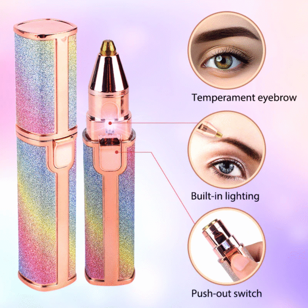 Flawless 2 in 1 Eyebrow Hair Remover Stylish Fashionable Rechargeable Facial Hair Trimmer for Women Painless, Portable & Precise Epilator for Women with LED Light Suitable for Facial, Legs, Armpit and Bikini Area - Image 12