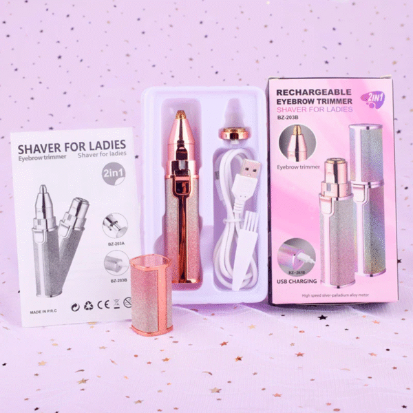 Flawless 2 in 1 Eyebrow Hair Remover Stylish Fashionable Rechargeable Facial Hair Trimmer for Women Painless, Portable & Precise Epilator for Women with LED Light Suitable for Facial, Legs, Armpit and Bikini Area - Image 14
