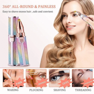 Flawless 2 in 1 Eyebrow Hair Remover Stylish Fashionable Rechargeable Facial Hair Trimmer for Women Painless, Portable & Precise Epilator for Women with LED Light Suitable for Facial, Legs, Armpit and Bikini Area