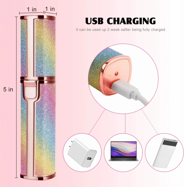 Flawless 2 in 1 Eyebrow Hair Remover Stylish Fashionable Rechargeable Facial Hair Trimmer for Women Painless, Portable & Precise Epilator for Women with LED Light Suitable for Facial, Legs, Armpit and Bikini Area - Image 7