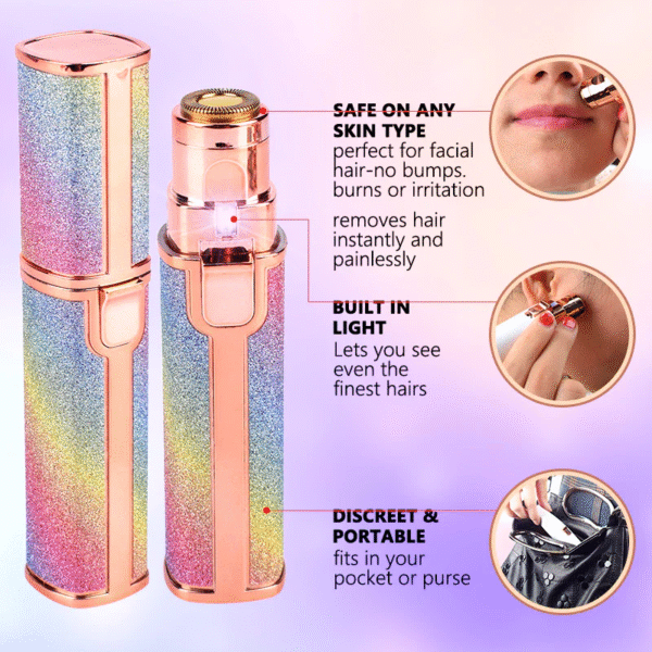 Flawless 2 in 1 Eyebrow Hair Remover Stylish Fashionable Rechargeable Facial Hair Trimmer for Women Painless, Portable & Precise Epilator for Women with LED Light Suitable for Facial, Legs, Armpit and Bikini Area - Image 9