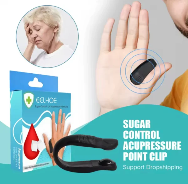 Acupressure Hand Pressure Point Clip, Natural Sugar Control, Headache Migraine Aid, Tension Relief Wearable Handheld Massager - Image 2