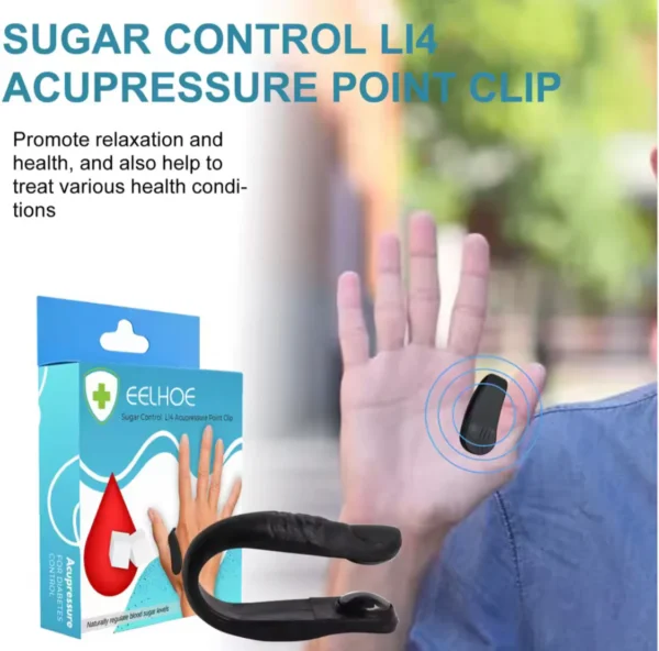Acupressure Hand Pressure Point Clip, Natural Sugar Control, Headache Migraine Aid, Tension Relief Wearable Handheld Massager - Image 3