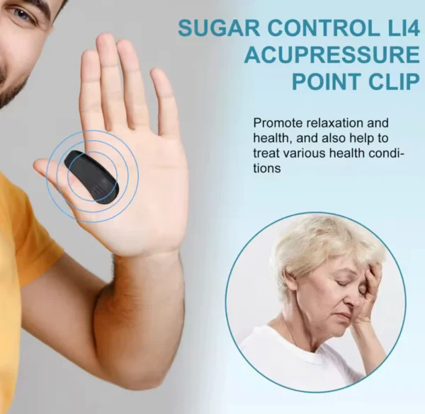 Acupressure Hand Pressure Point Clip, Natural Sugar Control, Headache Migraine Aid, Tension Relief Wearable Handheld Massager - Image 5